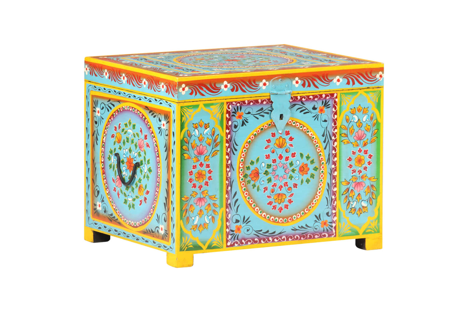vidaXL 323540 Hand Painted Storage Box 50x40x40cm Solid Mango Wood