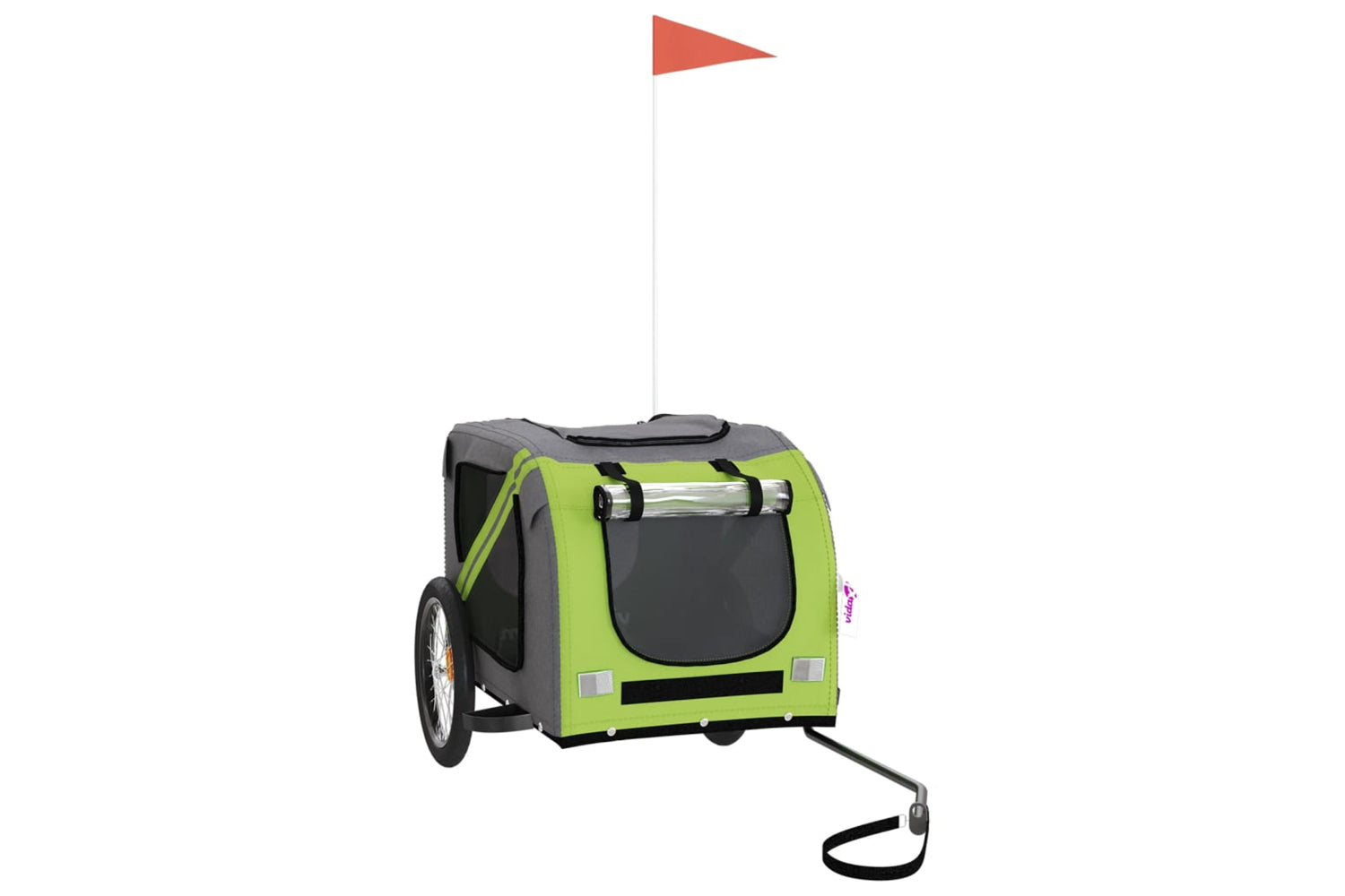 Vidaxl 93885 Pet Bike Trailer Green And Grey Oxford Fabric And Iron