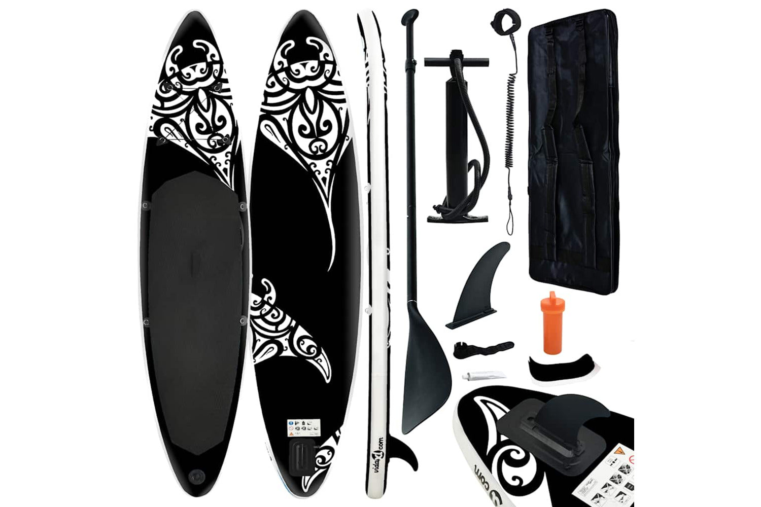Vidaxl Inflatable Stand Up Paddleboard Set 305x76x15 Cm Black-2