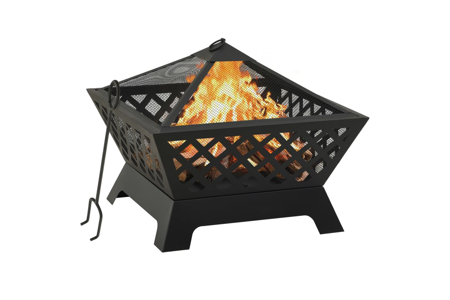 vidaXL 311894 Fire Pit With Poker 64cm Xxl Steel
