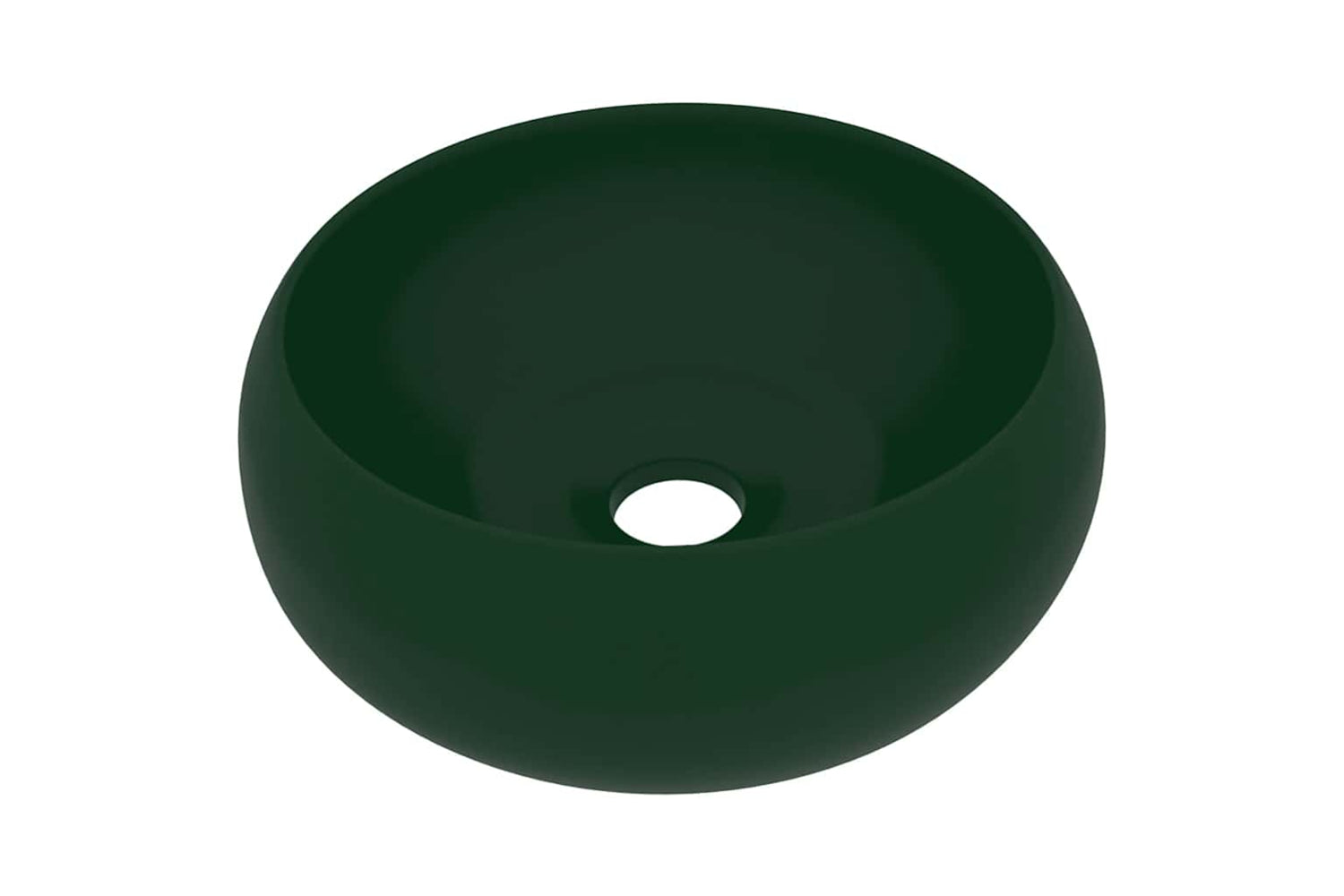 vidaXL 147003 Luxury Wash Basin Round Matt Dark Green 40x15cm Ceramic