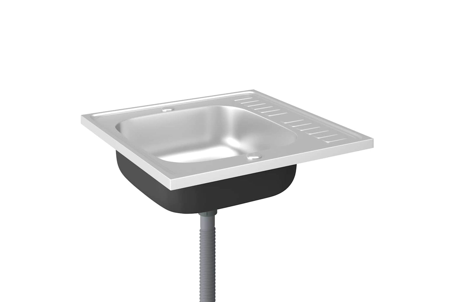 Vidaxl 147231 Kitchen Sink With Drainer Set Silver 600x600x155 Mm Stainless Steel