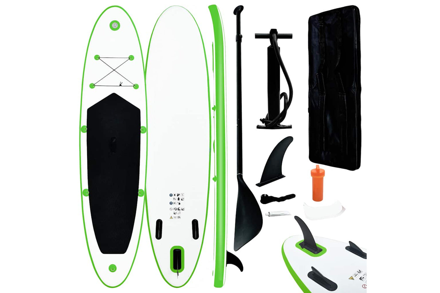 Vidaxl Inflatable Stand Up Paddle Board Set Green And White-2