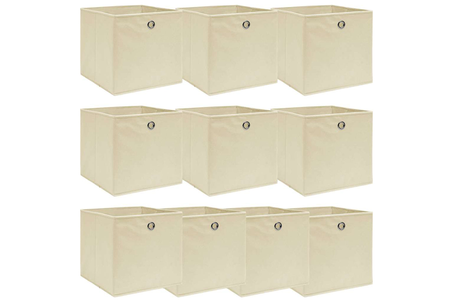 Vidaxl 288359 Storage Boxes 10 Pcs Cream 32x32x32 Cm Fabric