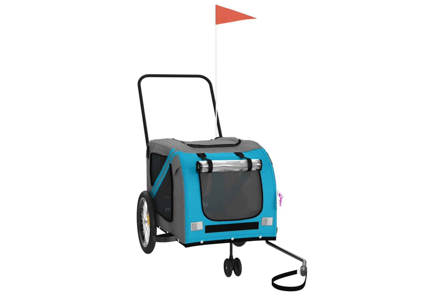 Vidaxl 93904 Pet Bike Trailer Blue And Grey Oxford Fabric And Iron