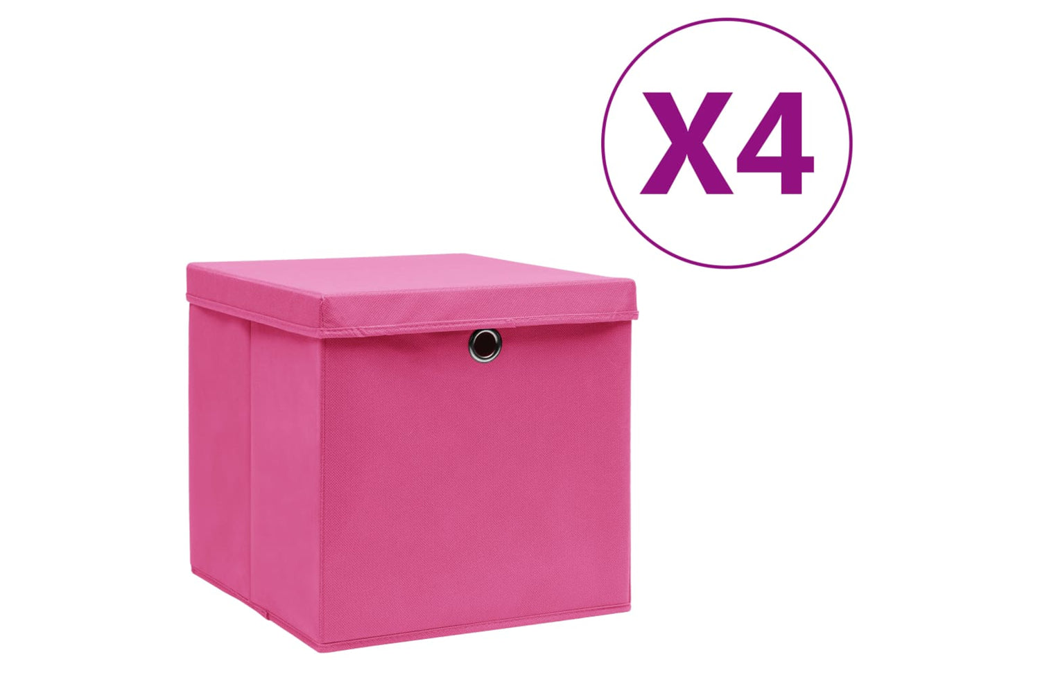 vidaXL 325204 Storage Boxes With Covers 4 Pcs 28x28x28cm Pink