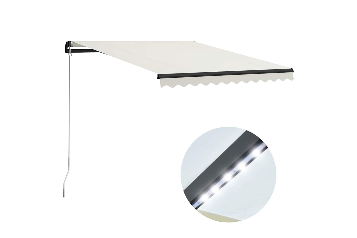 Vidaxl Manual Retractable Awning With Led 300x250 Cm Cream