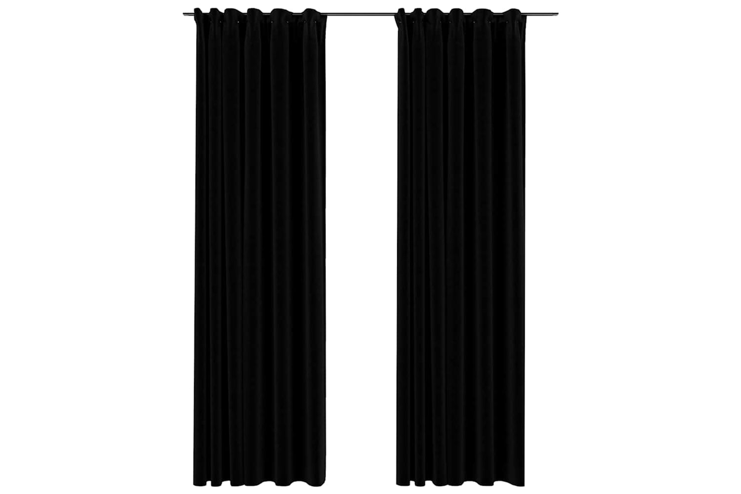 Vidaxl Linen-look Blackout Curtains With Hooks 2 Pcs Black 140x225 Cm