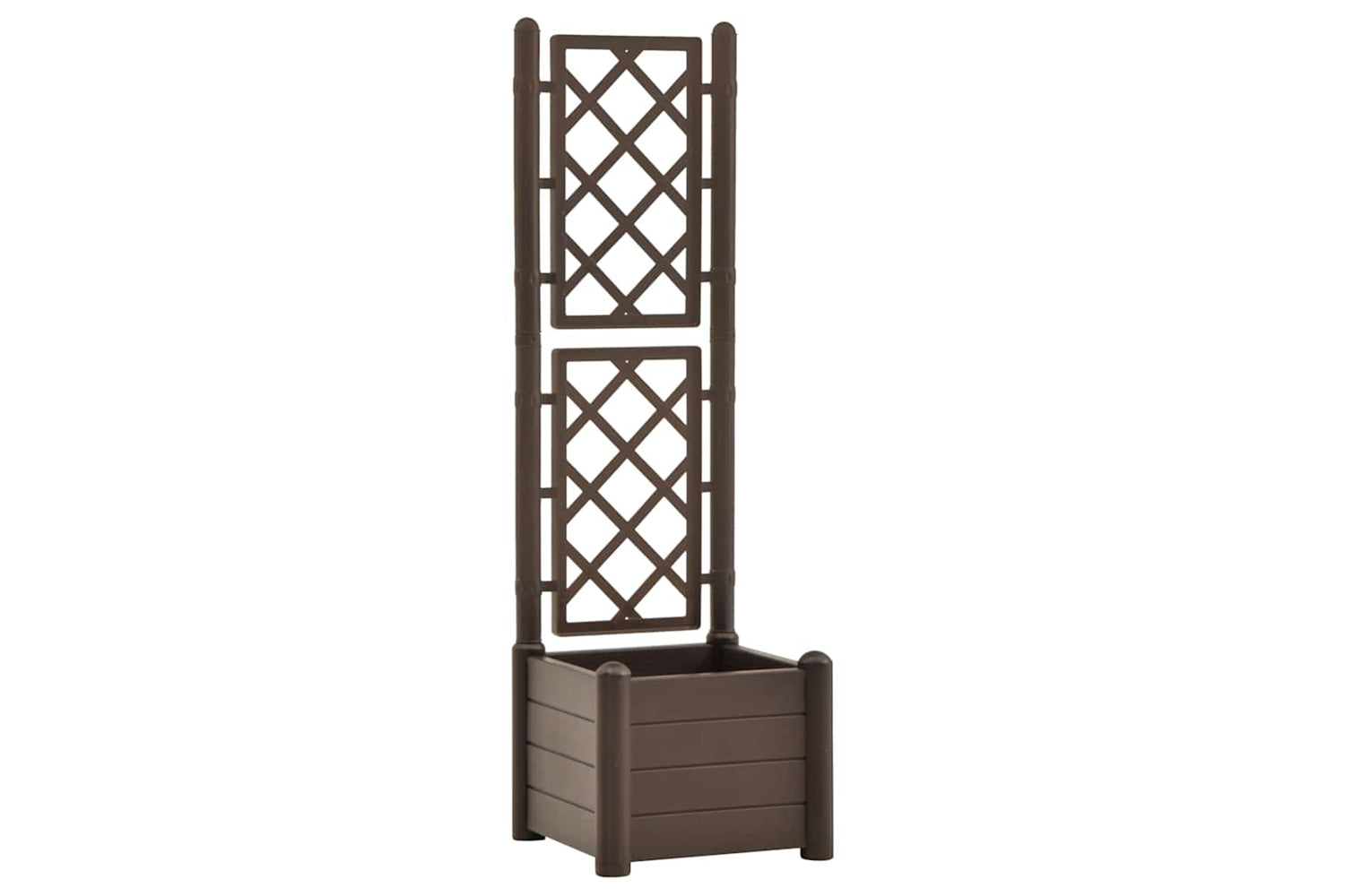 vidaXL 313980 Garden Planter With Trellis 43x43x142cm Pp Mocha