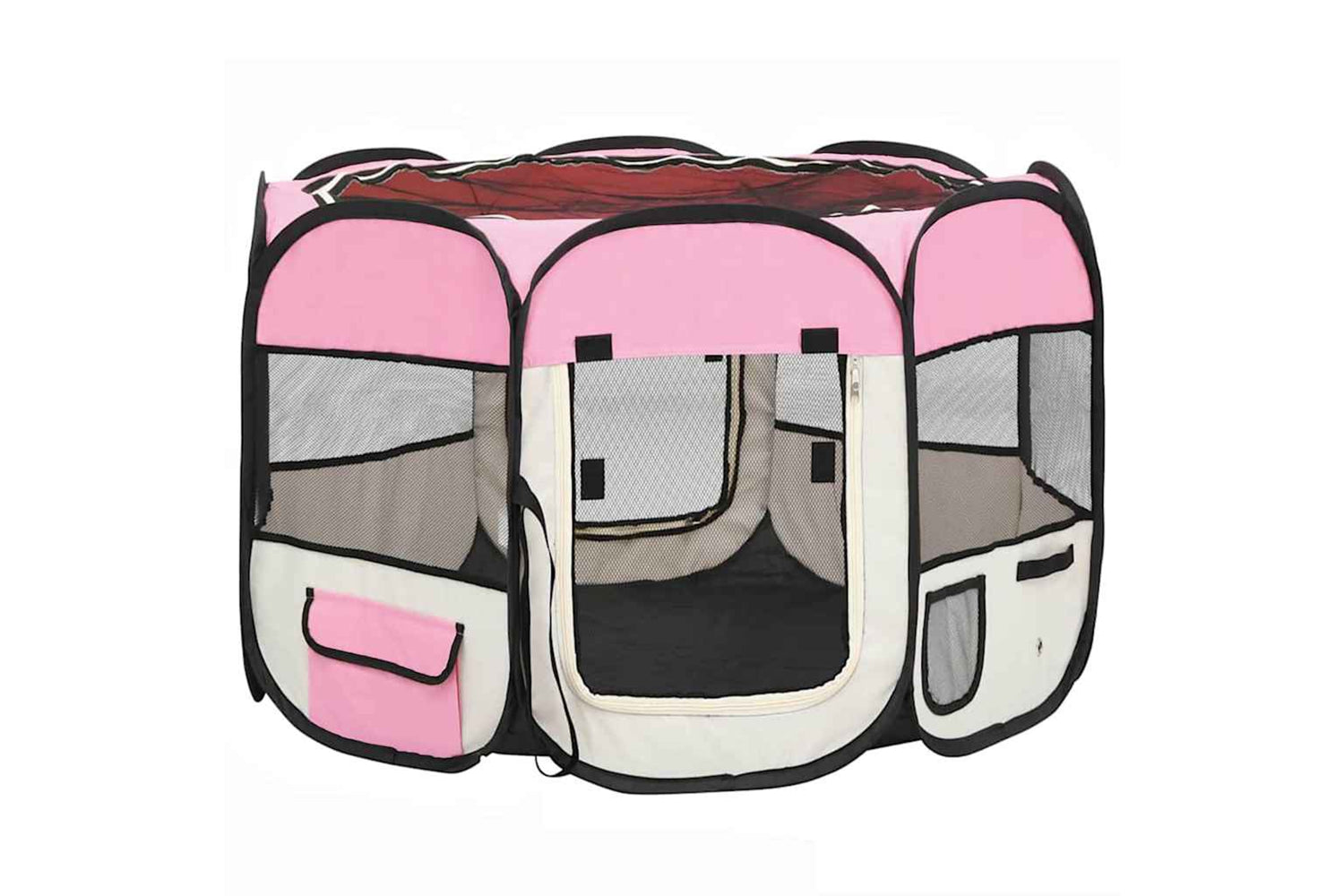 Vidaxl Foldable Dog Playpen With Carrying Bag Pink 90x90x58 Cm