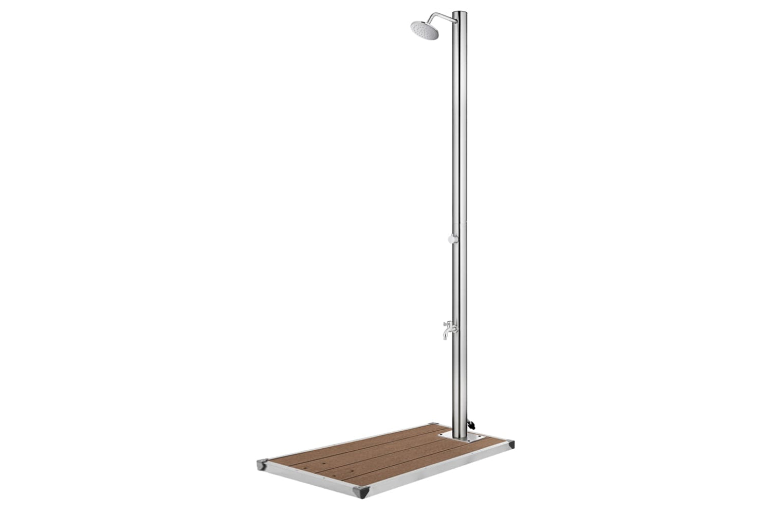 vidaXL 3070788 Garden Shower With Brown Base 220cm Stainless Steel