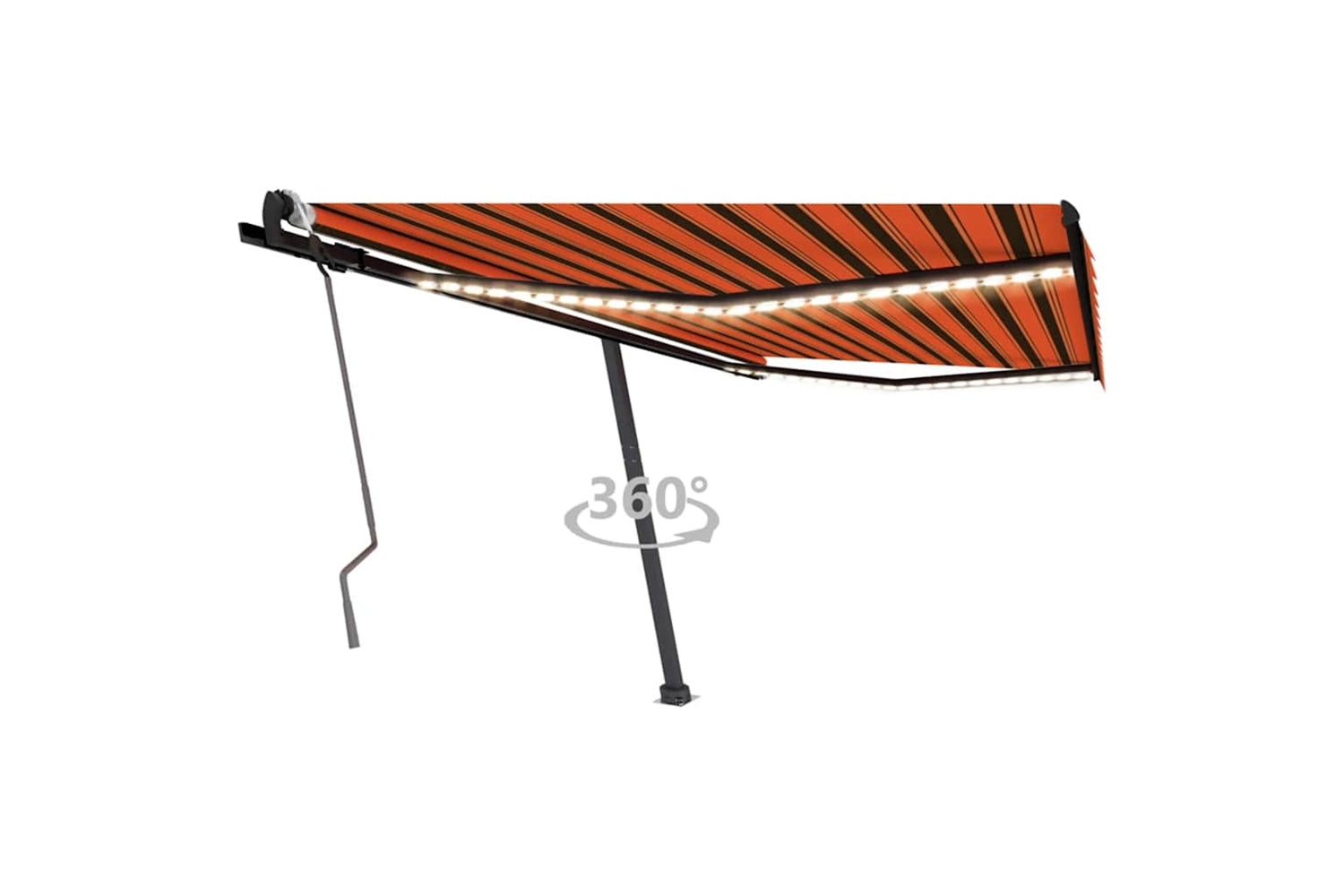 Vidaxl Manual Retractable Awning With Led 450x300 Cm Orange And Brown