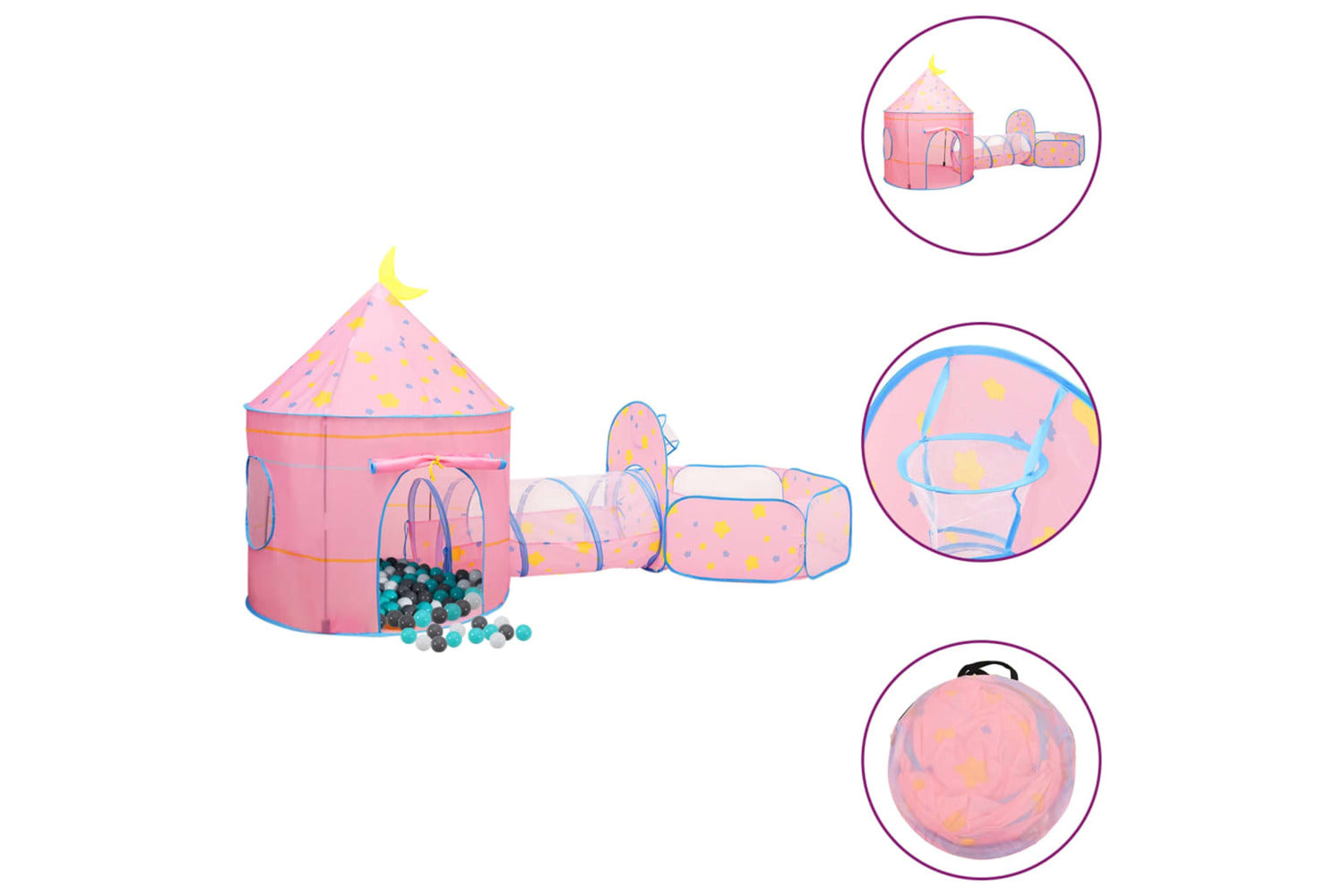 vidaXL 3107737 Children Play Tent With 250 Balls Pink 301x120x128cm-2