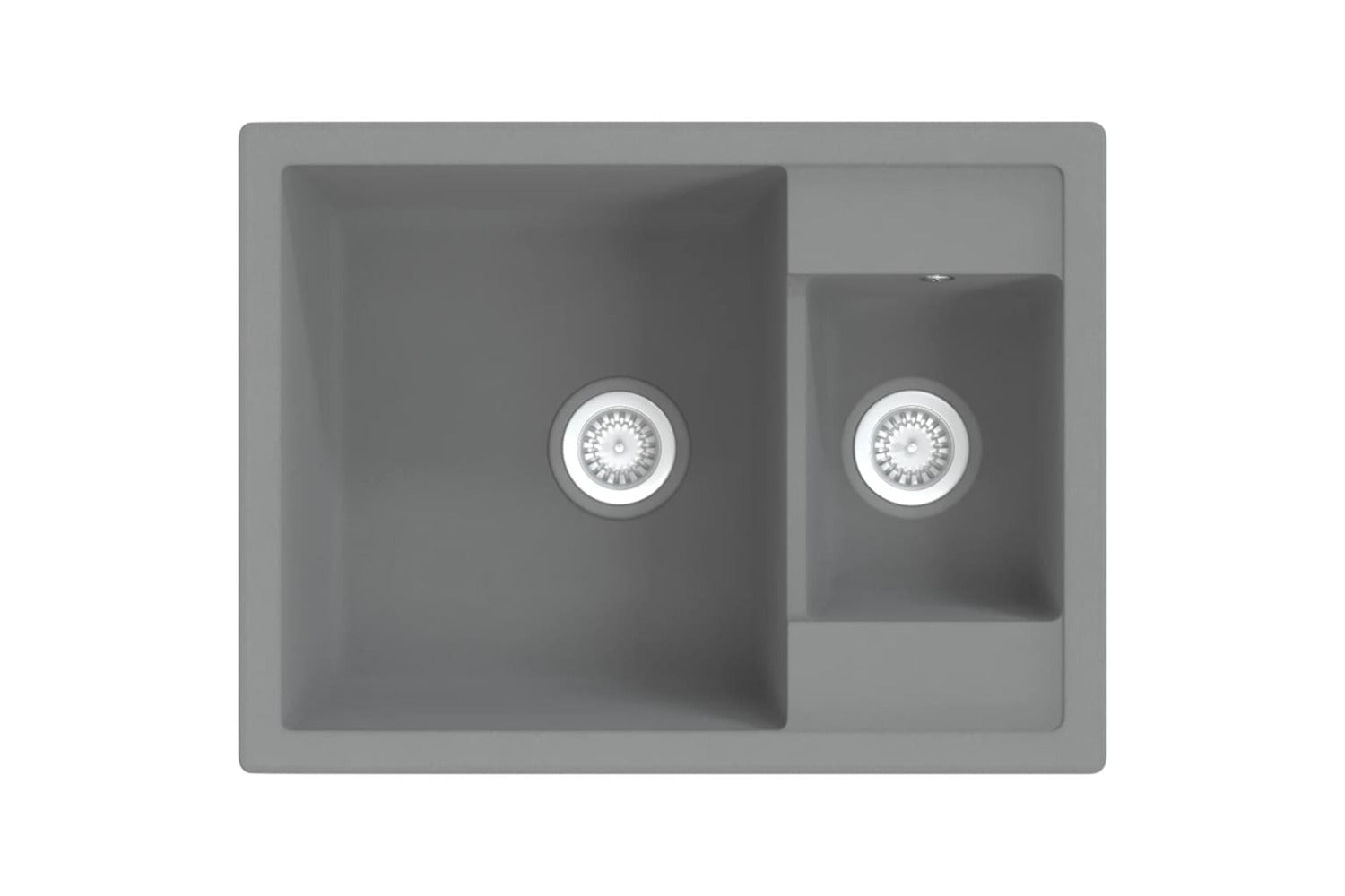 Vidaxl Kitchen Sink With Overflow Hole Double Basins Grey Granite