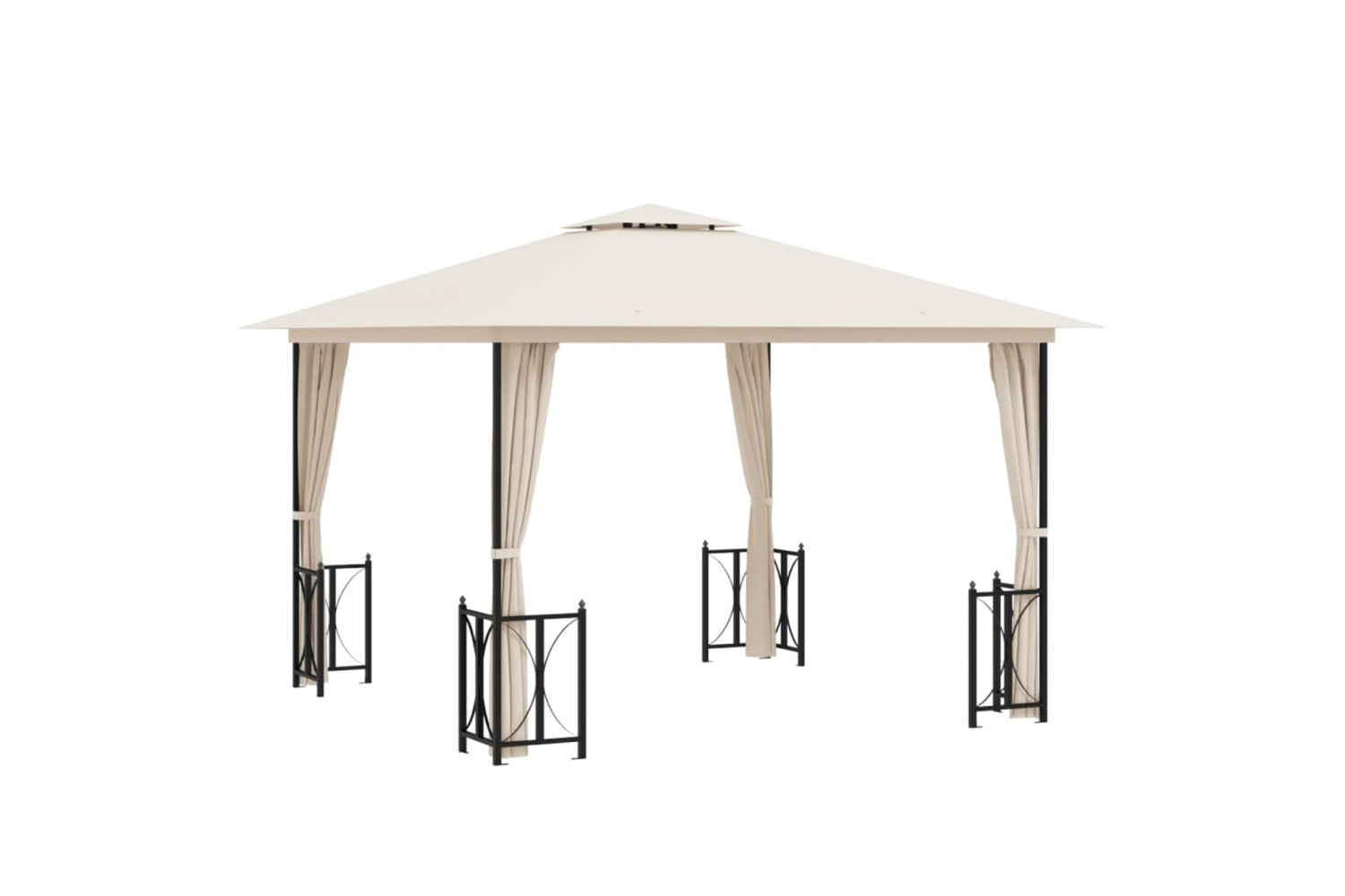 Vidaxl 318540 Gazebo With Sidewalls&double Roofs 3x3 M Cream