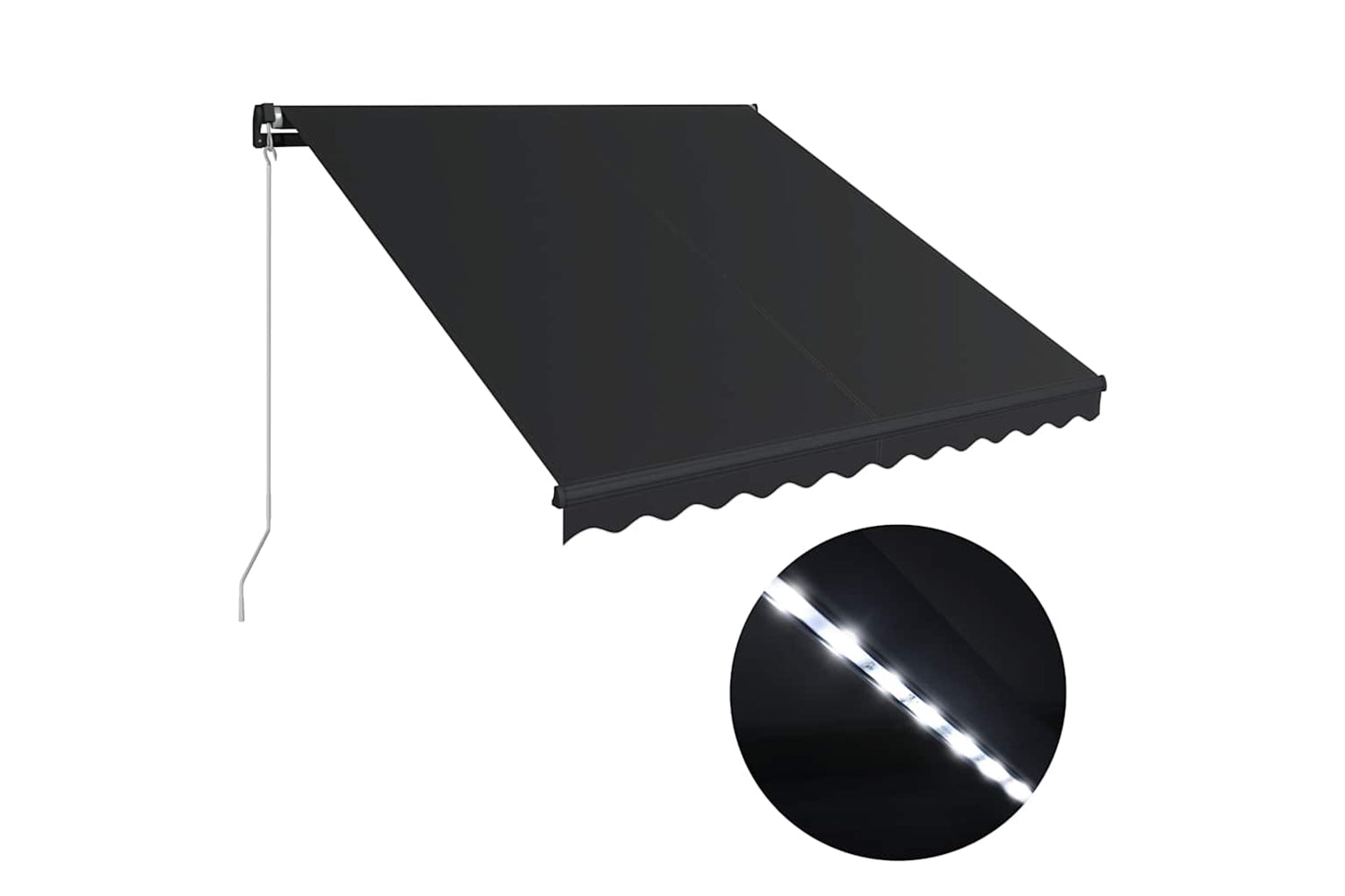 Vidaxl Manual Retractable Awning With Led 300x250 Cm Anthracite
