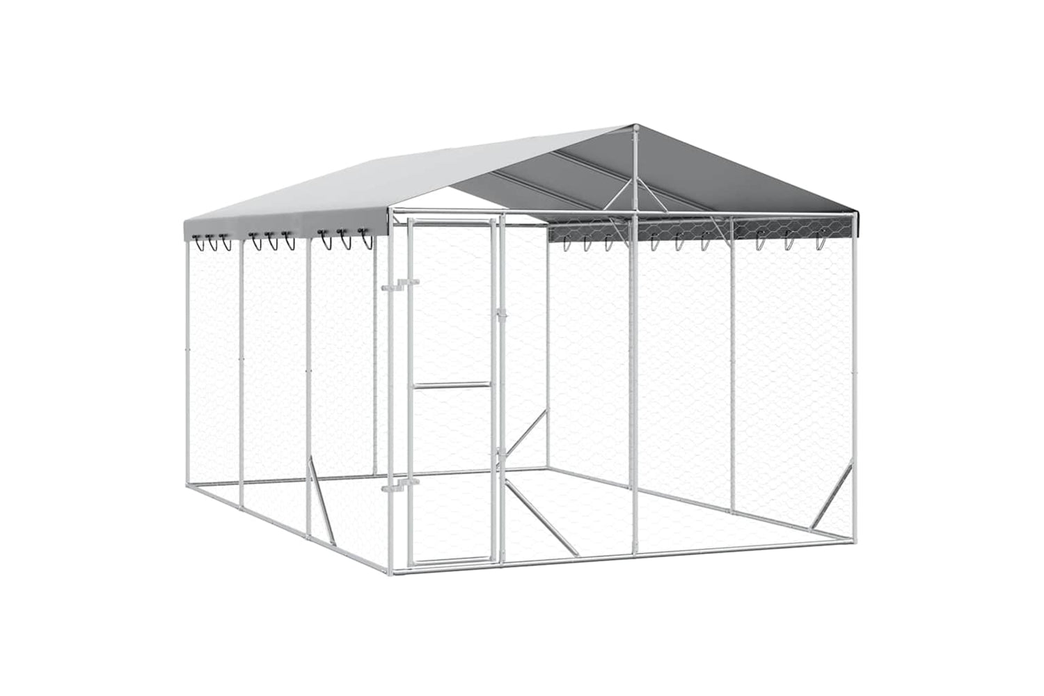 Vidaxl 3190487 Outdoor Dog Kennel With Roof Silver 3x4.5x2.5 M Galvanised Steel