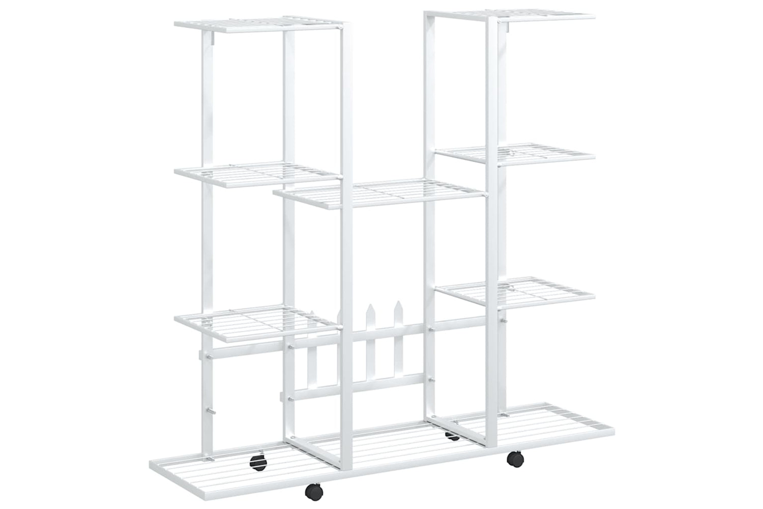 vidaXL 343122 Flower Stand With Wheels 94.5x24.5x91.5cm White Iron