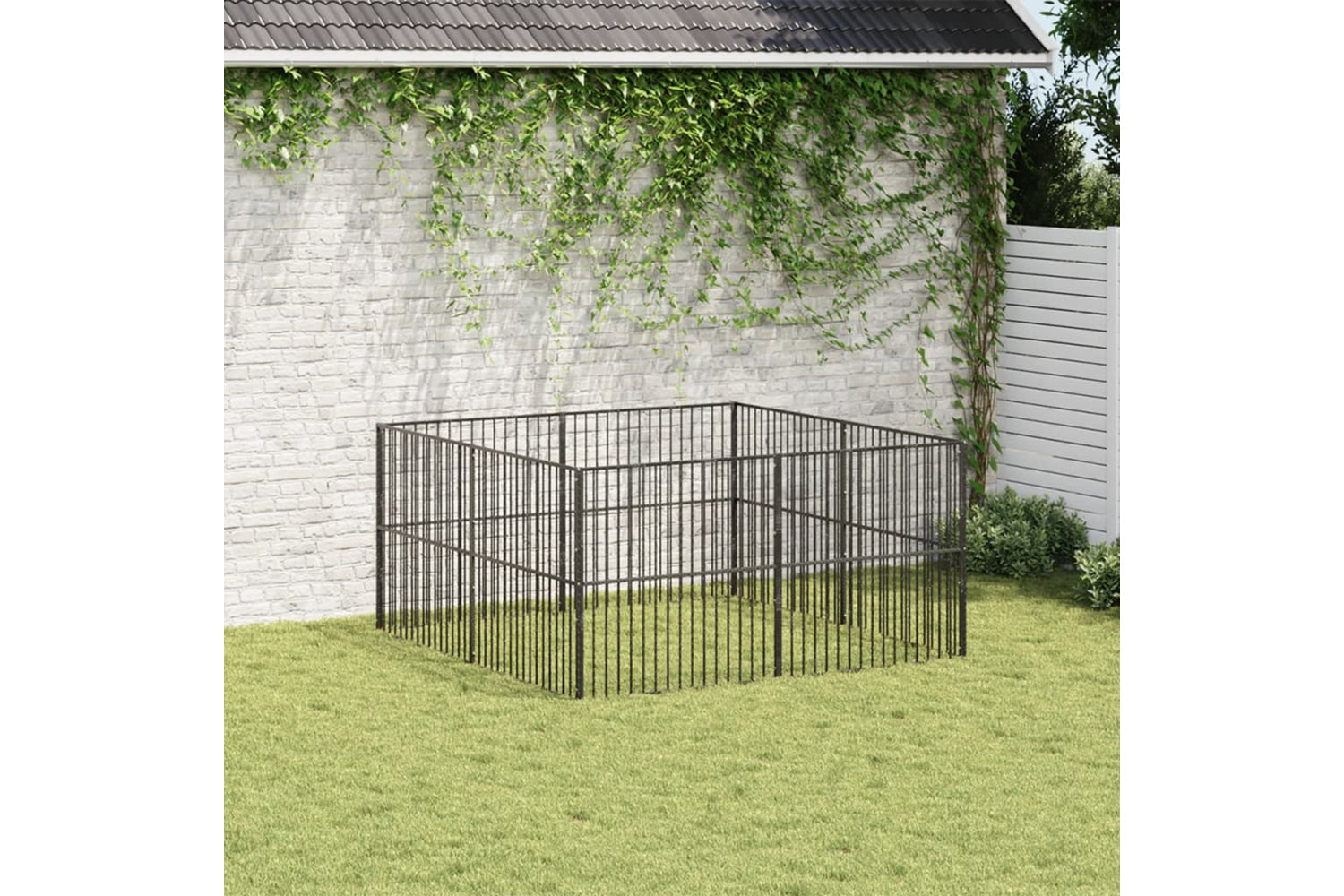 Vidaxl 3209553 Dog Playpen 8 Panels Black Galvanised Steel-2