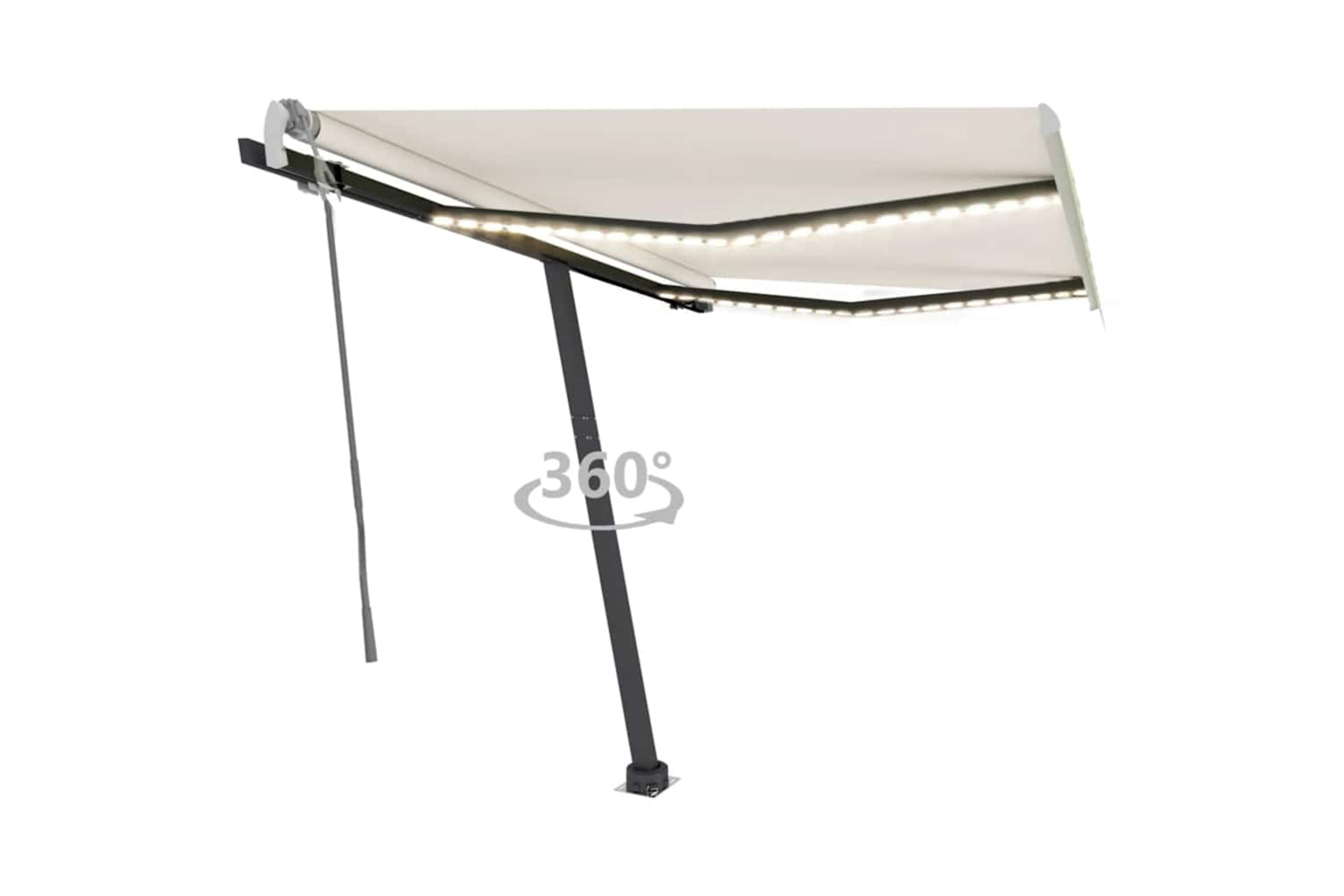 Vidaxl Manual Retractable Awning With Led 350x250 Cm Cream