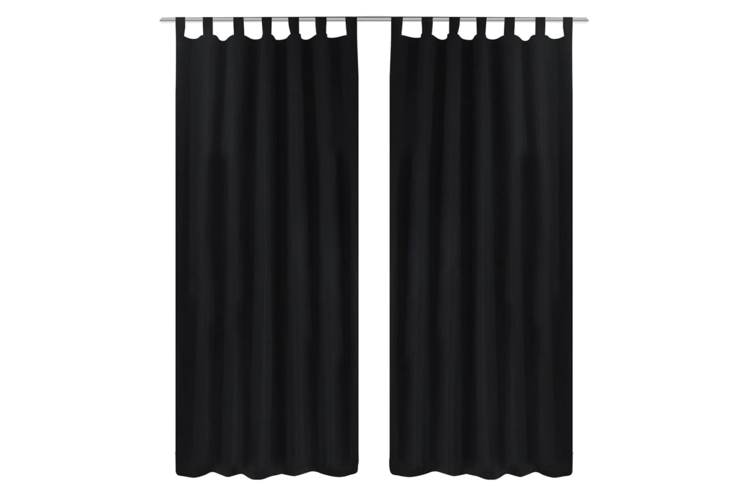 vidaXL 130354 2 Pcs Black Micro-satin Curtains With Loops 140 X 225cm