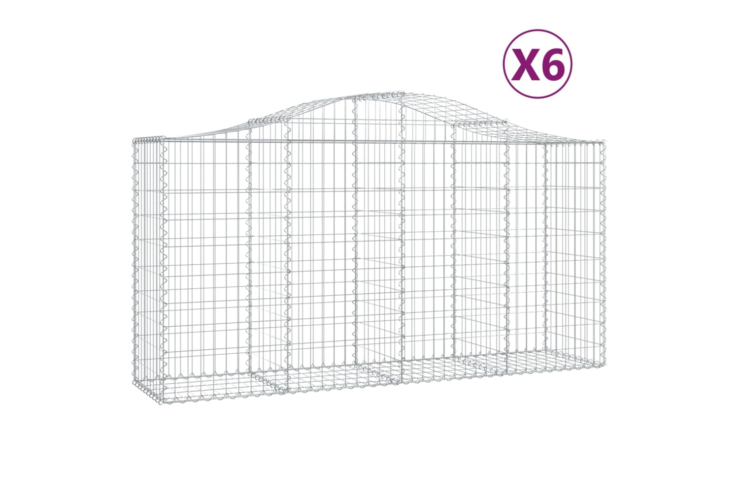 vidaXL 3145644 Arched Gabion Baskets 6 Pcs 200x50x100/120cm Galvanised Iron