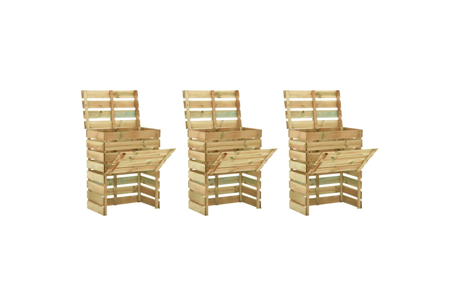 vidaXL 3078137 Slatted Garden Composter 3pcs 80x50x100cm Impregnated Pinewood