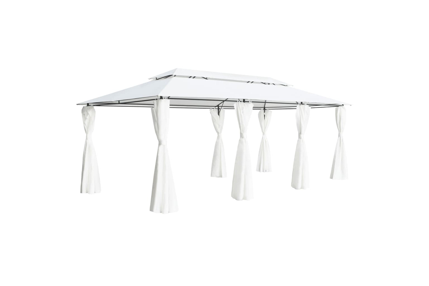 vidaXL 310073 Gazebo With Curtains 600x298x270cm White 180g/mÂ²
