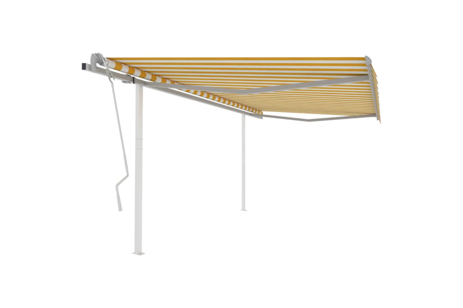 Vidaxl 3070018 Manual Retractable Awning With Posts 4x3.5 M Yellow And White