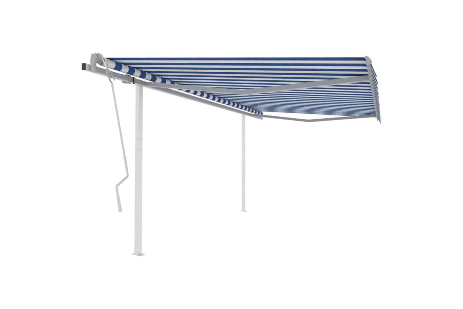 Vidaxl 3070016 Manual Retractable Awning With Posts 4x3.5 M Blue And White