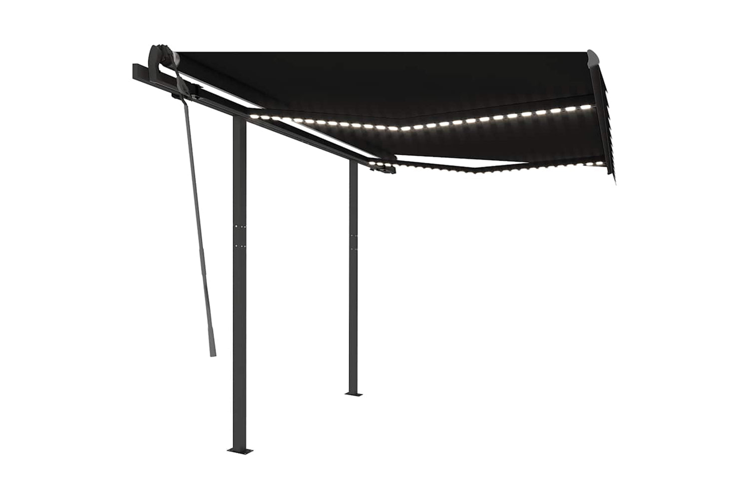 Vidaxl Manual Retractable Awning With Led 3x2.5 M Anthracite
