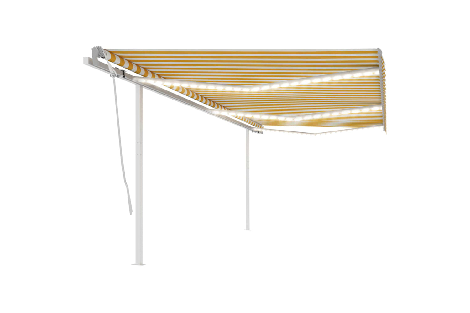 Vidaxl 3070083 Manual Retractable Awning With Led 6x3.5 M Yellow And White