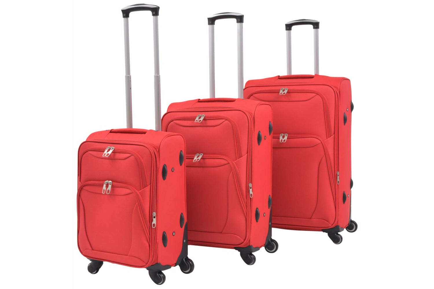 Vidaxl 91316 3 Piece Soft Case Trolley Set Red-2