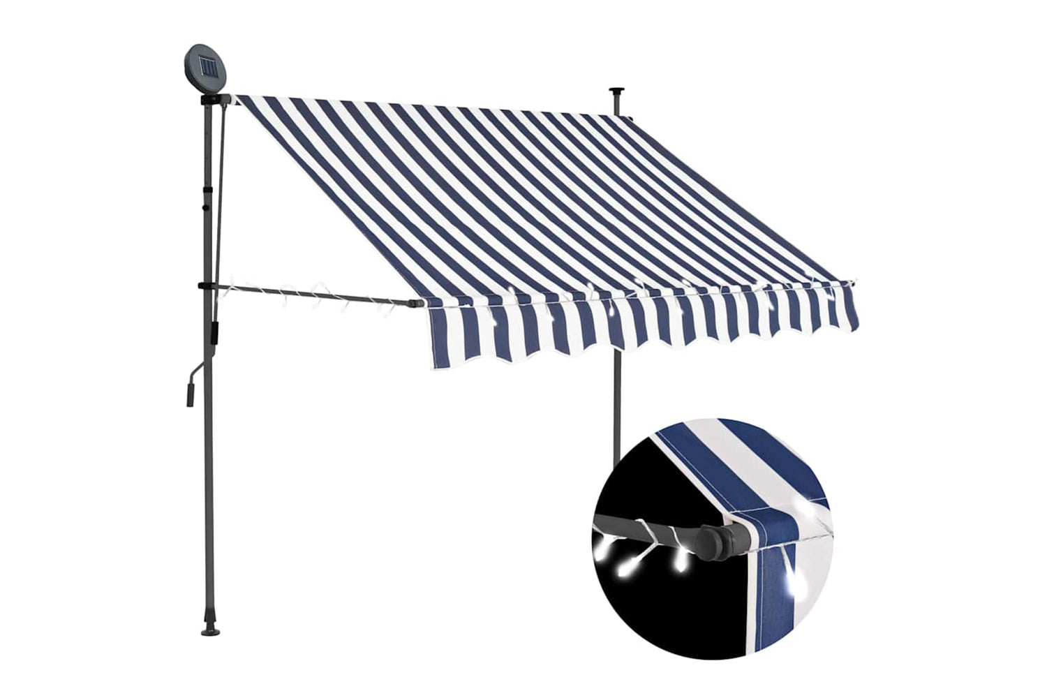 vidaXL 145842 Manual Retractable Awning With Led 150cm Blue And White
