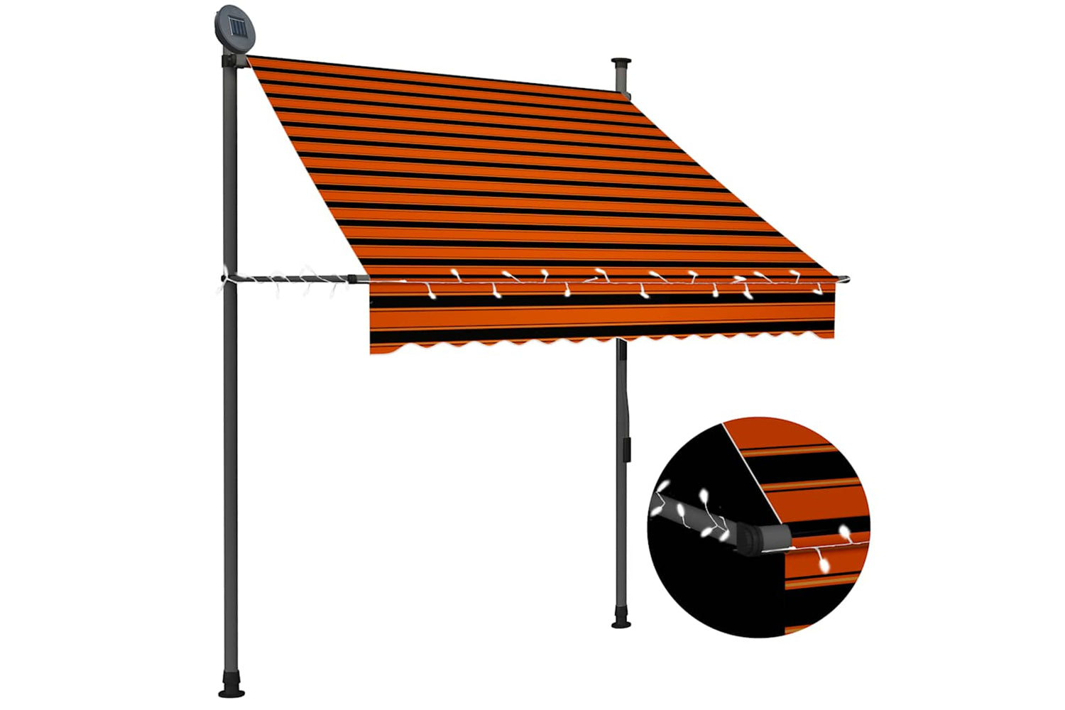 vidaXL 145877 Manual Retractable Awning With Led 150cm Orange And Brown