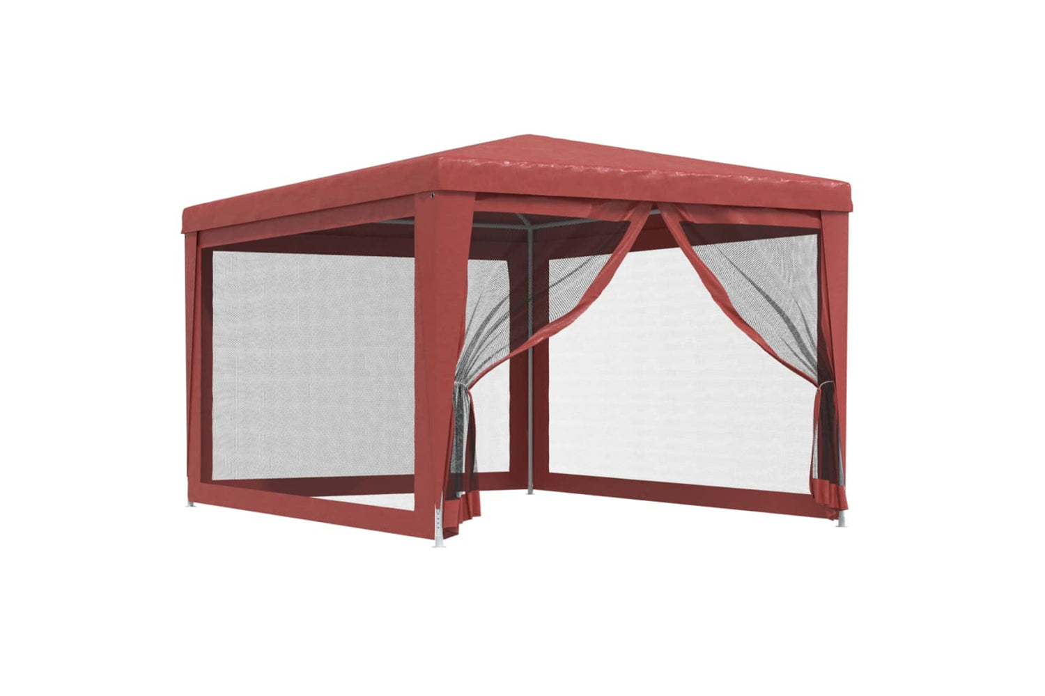 Vidaxl 319235 Party Tent With 4 Mesh Sidewalls Red 3x4 M Hdpe