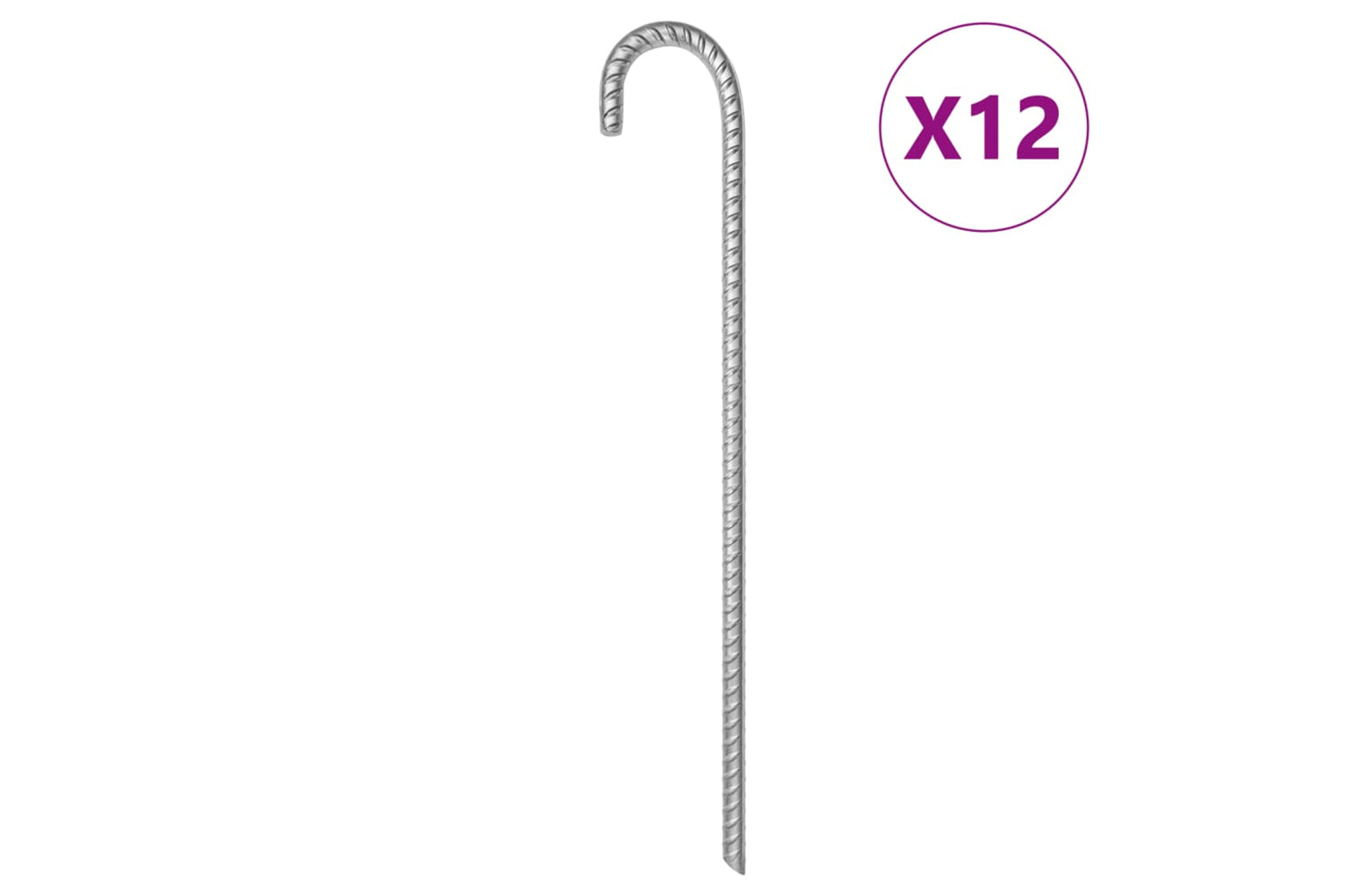 vidaXL 4009344 Tent Pegs 12 Pcs 41.5cm x 12mm Galvanised Steel