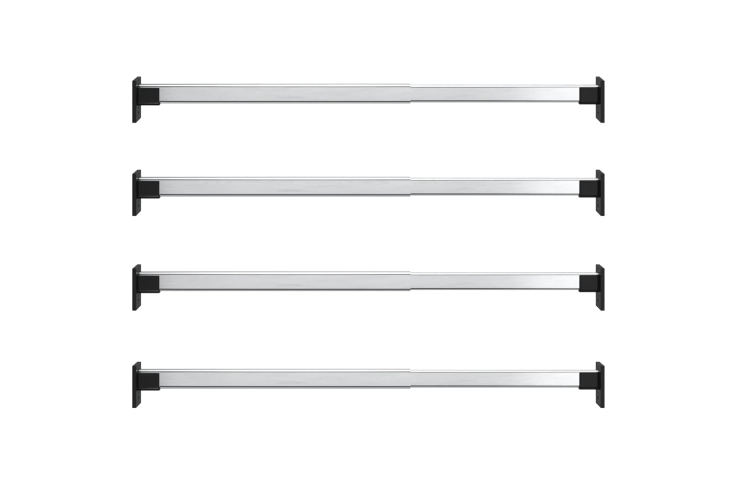 vidaXL 3102979 Telescopic Wardrobe Rails 4 Pcs Silver 58-100cm