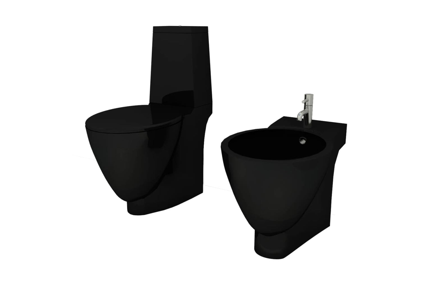 Vidaxl 270567 Black Ceramic Toilet & Bidet Set