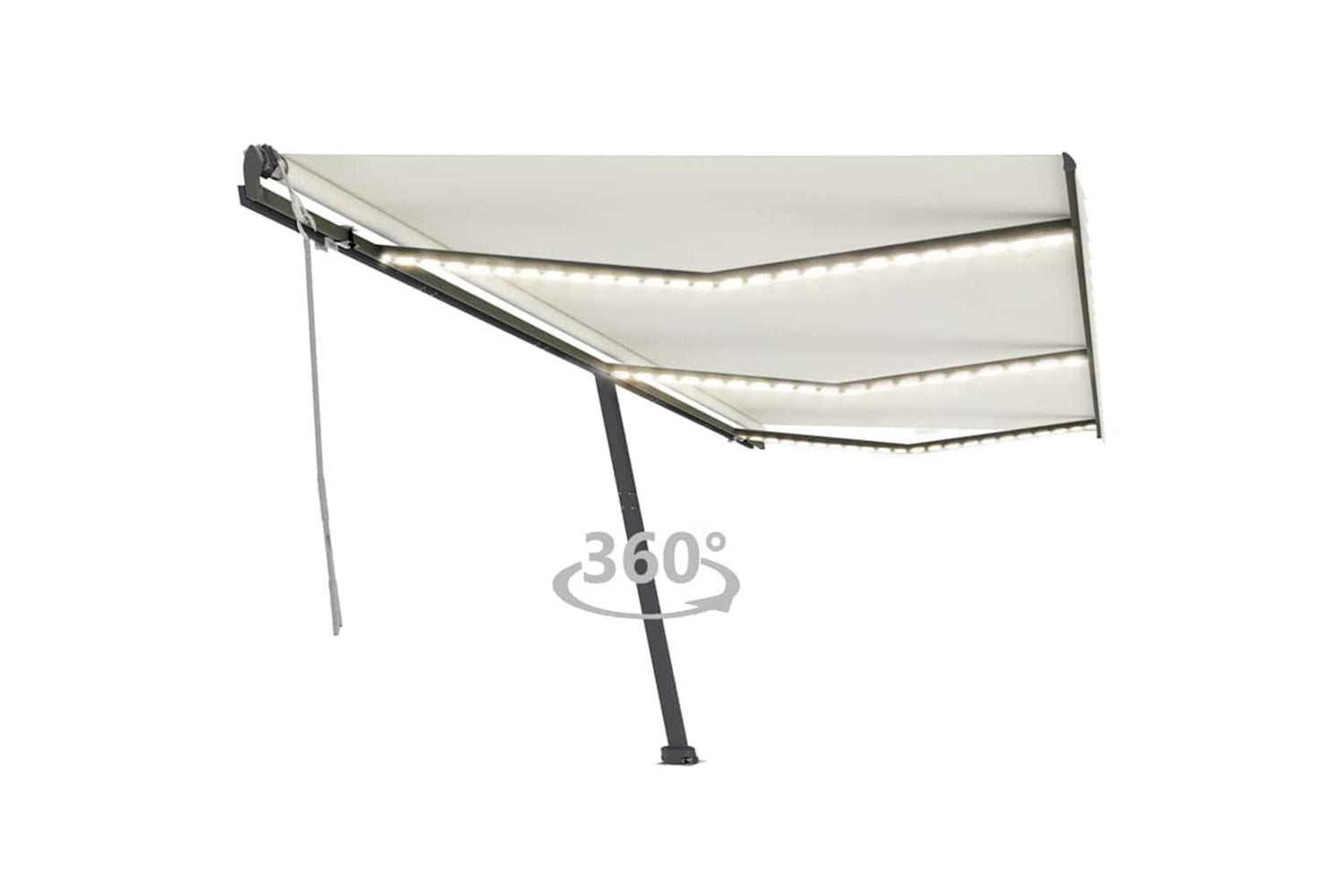 Vidaxl Manual Retractable Awning With Led 600x300 Cm Cream