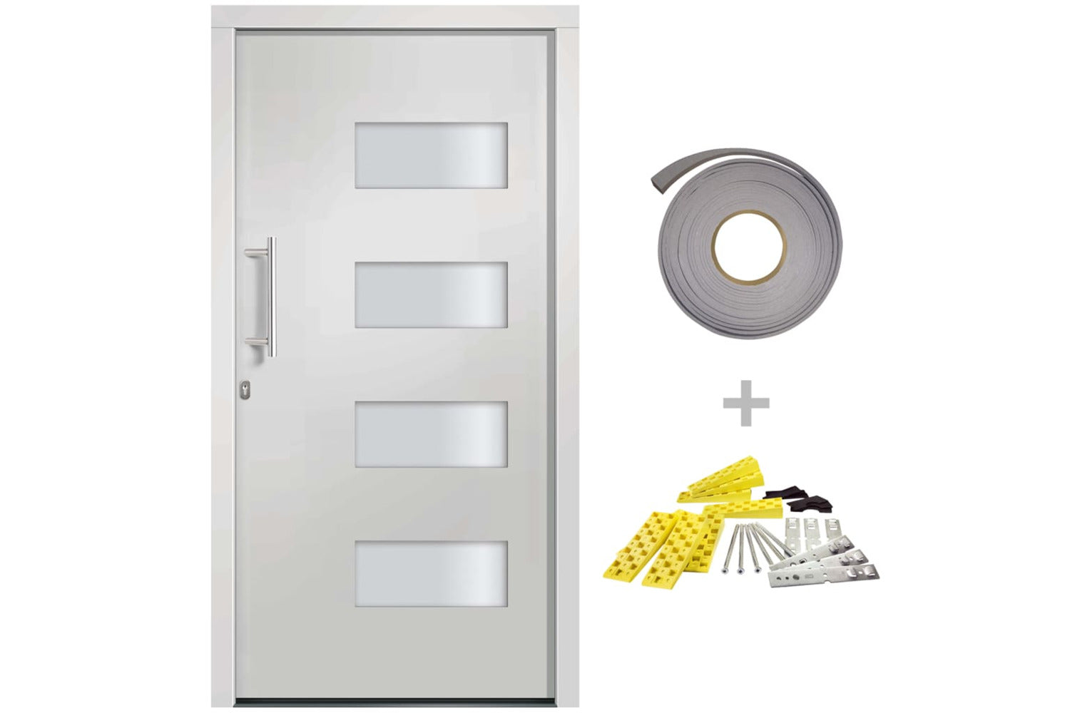 vidaXL 3056821 Front Door Aluminium And Pvc White 100x200cm-2