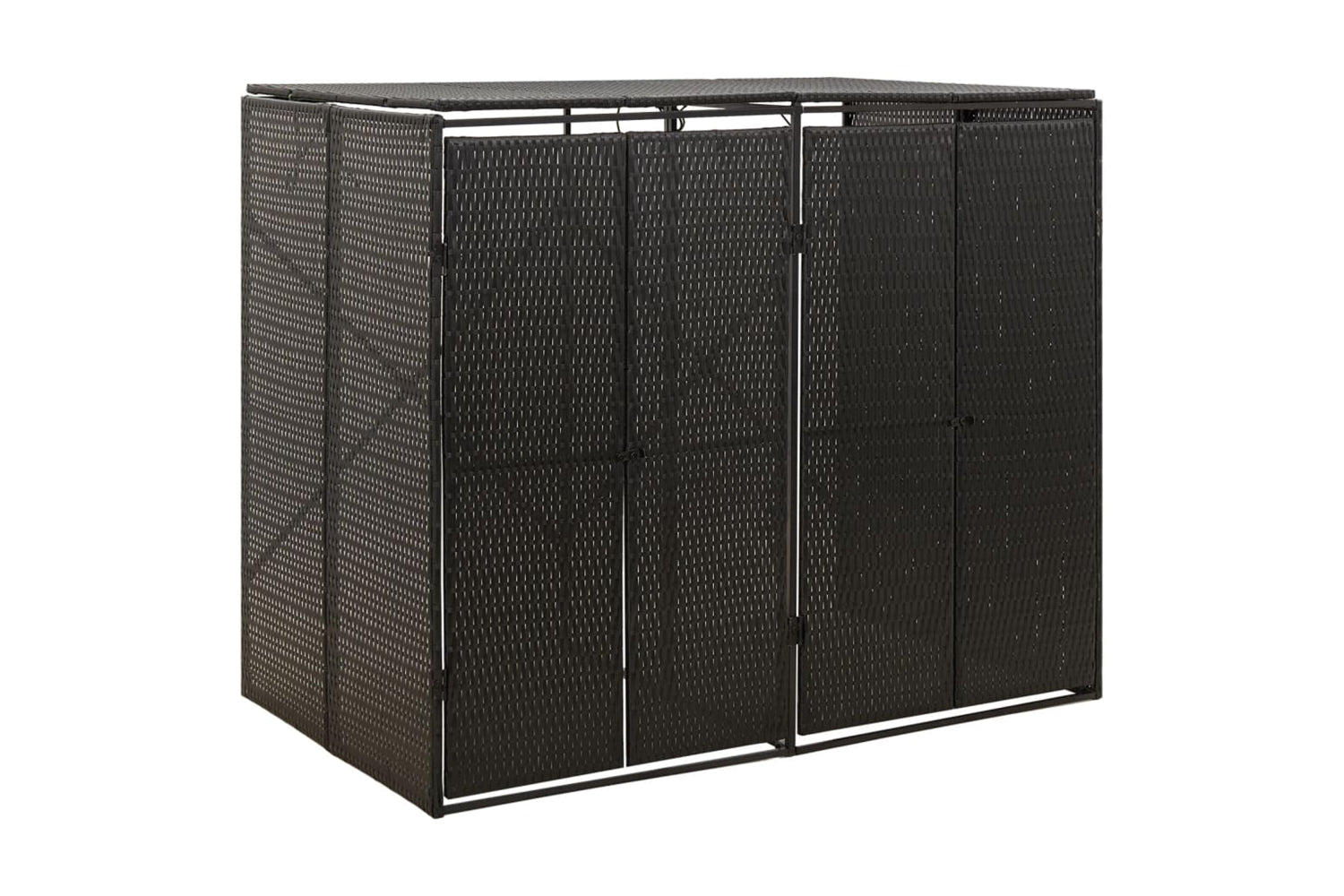 vidaXL 319861 Double Wheelie Bin Shed Black 140x80x117cm Poly Rattan