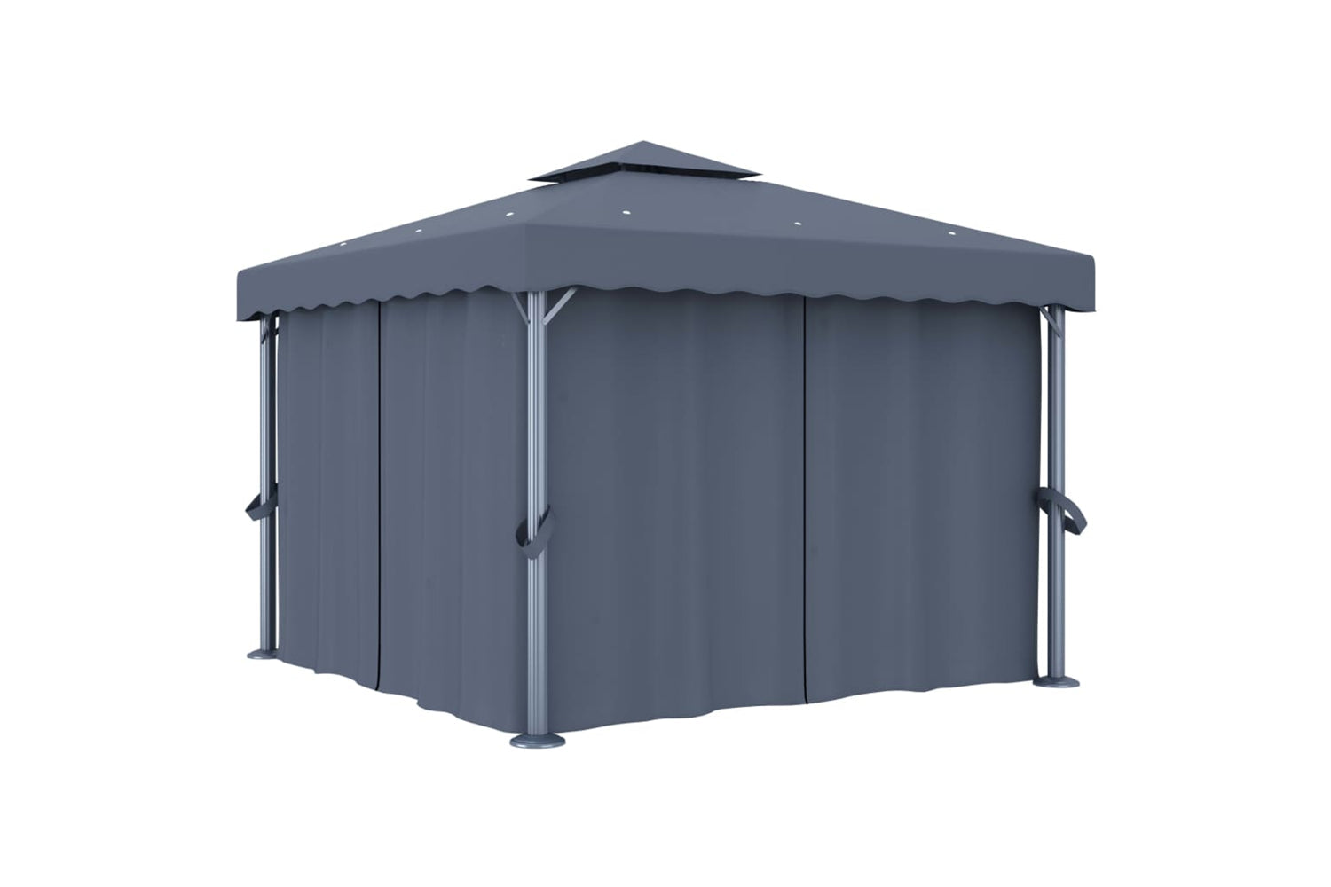 Vidaxl 3053378 Gazebo With Curtain 3x3 M Anthracite Aluminium