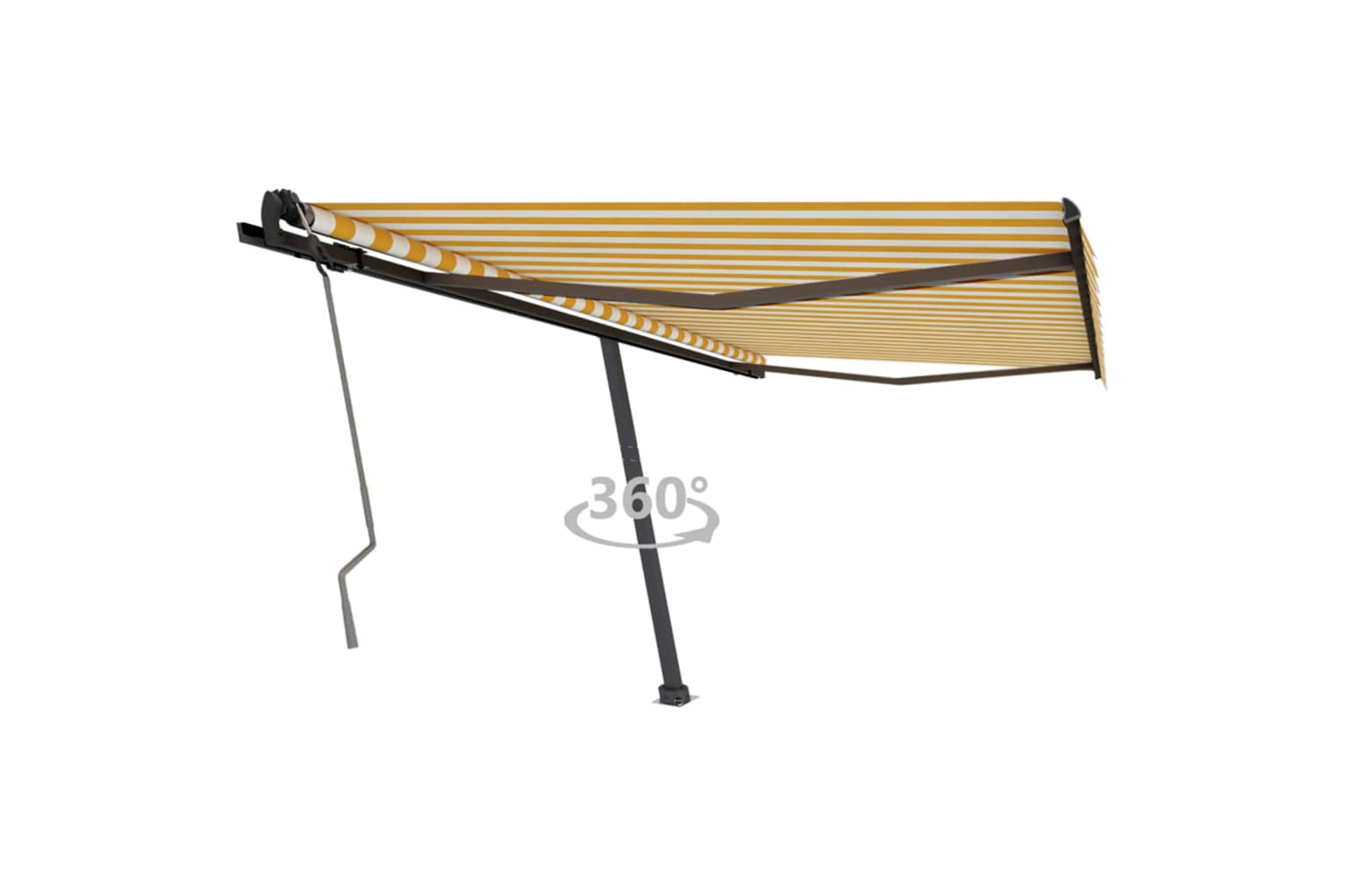 vidaXL 3069818 Freestanding Manual Retractable Awning 400x350cm Yellow/white
