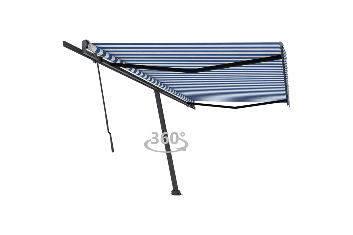 vidaXL 3069776 Freestanding Manual Retractable Awning 500x300cm Blue/white