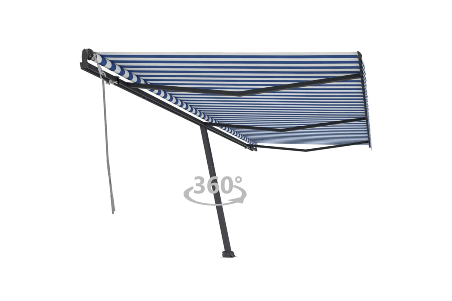 vidaXL 3069796 Freestanding Manual Retractable Awning 600x300cm Blue/white