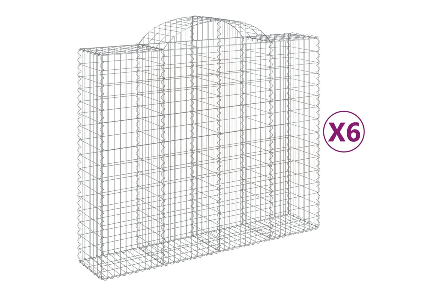 vidaXL 3146387 Arched Gabion Baskets 6 Pcs 200x50x160/180cm Galvanised Iron