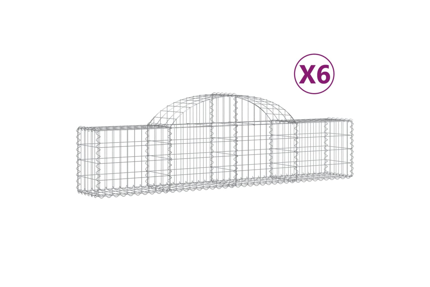 vidaXL 3146051 Arched Gabion Baskets 6 Pcs 200x30x40/60cm Galvanised Iron
