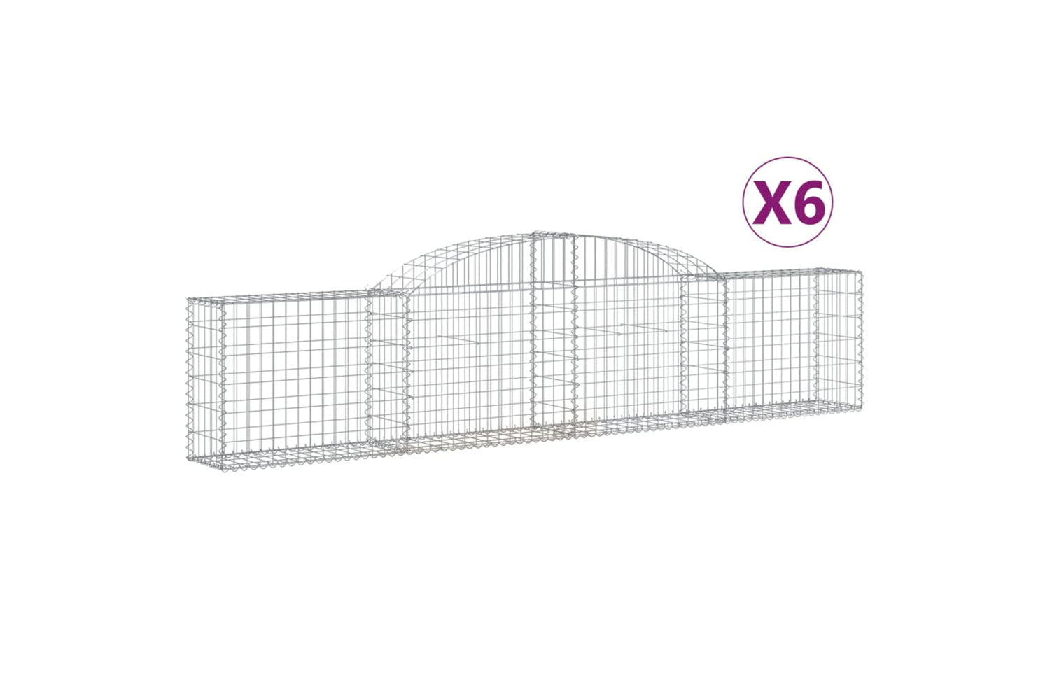vidaXL 3146489 Arched Gabion Baskets 6 Pcs 300x30x60/80cm Galvanised Iron