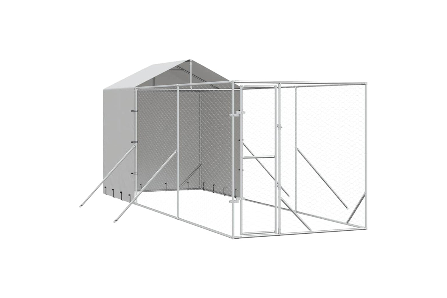 Vidaxl 3190475 Outdoor Dog Kennel With Roof Silver 2x6x2.5 M Galvanised Steel